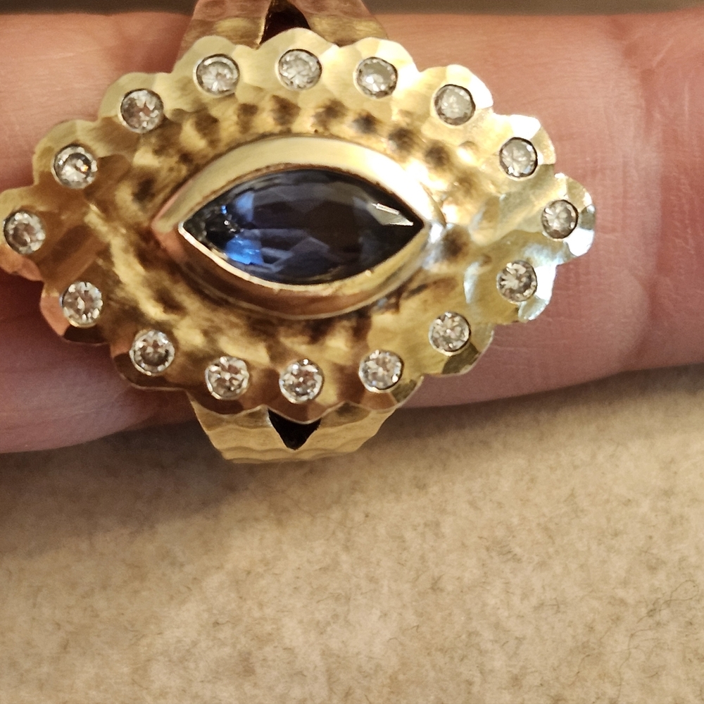 Elegant Gold and Silver Ring with Gemstone Size 6